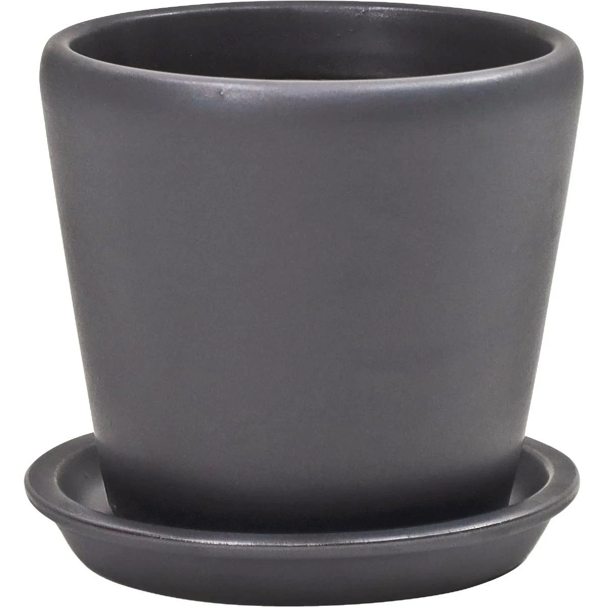 Levisa 6 In. Dia. Matte Black Ceramic Planter