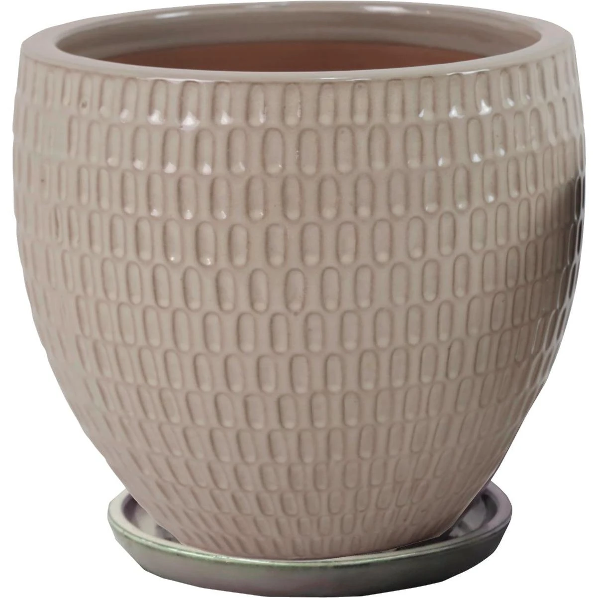 Bois 7.9 In. Dia. Gray Ceramic High Gloss Planter