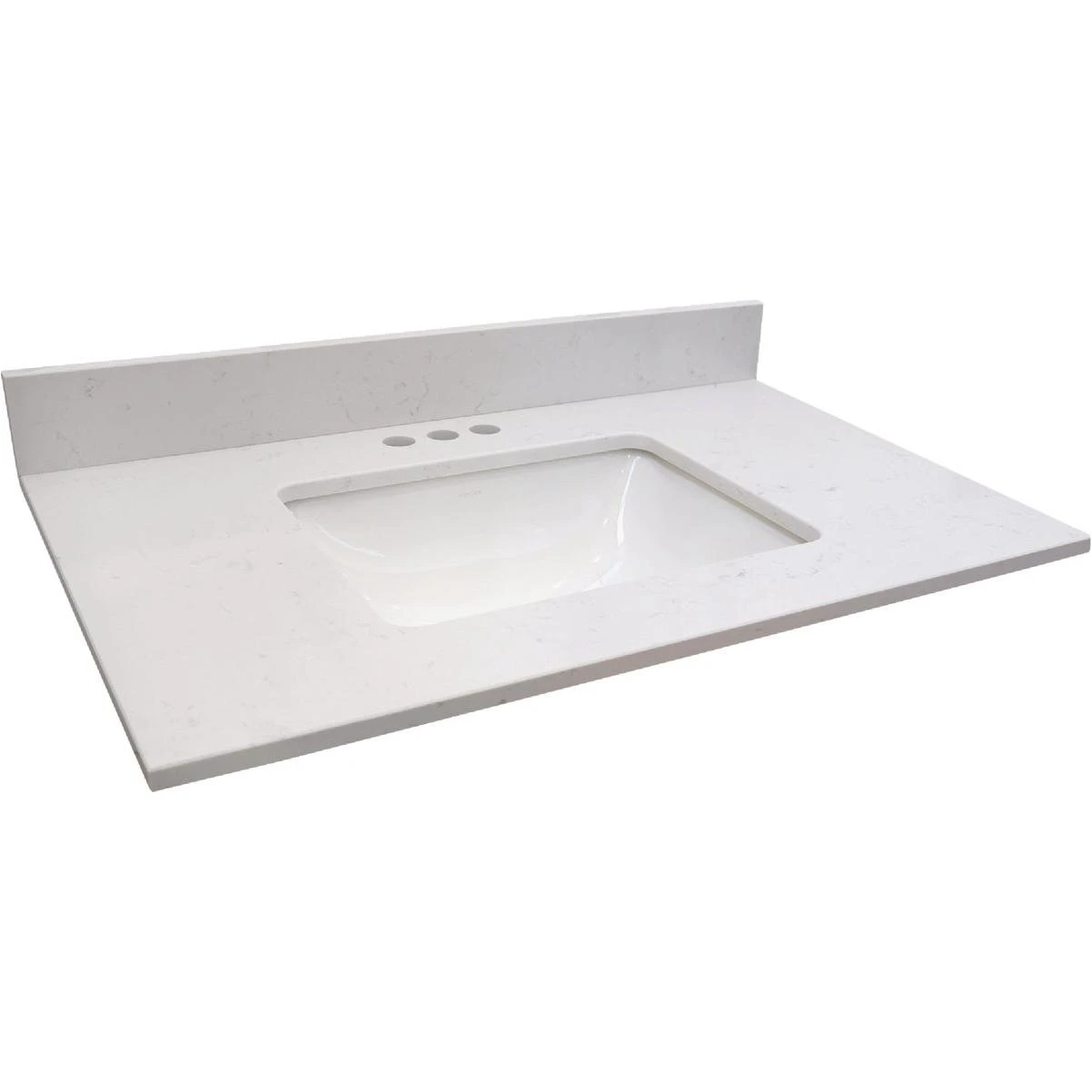Oasis 37 In. X 22.5 In. Jasmine White Veined Quartz Vanity Top With Rectangular Bowl