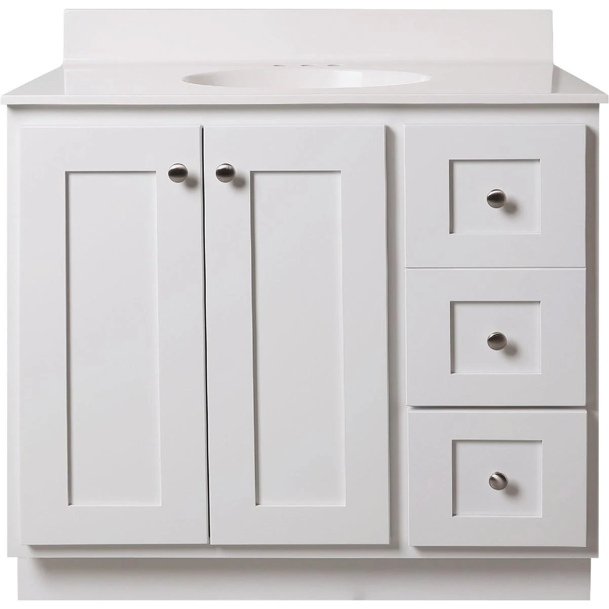 Storage Solutions 36 In. W X 34-1/2 In. H X 21 In. Deep White Vanity Base Without Top, 3 Door/1 Drawer