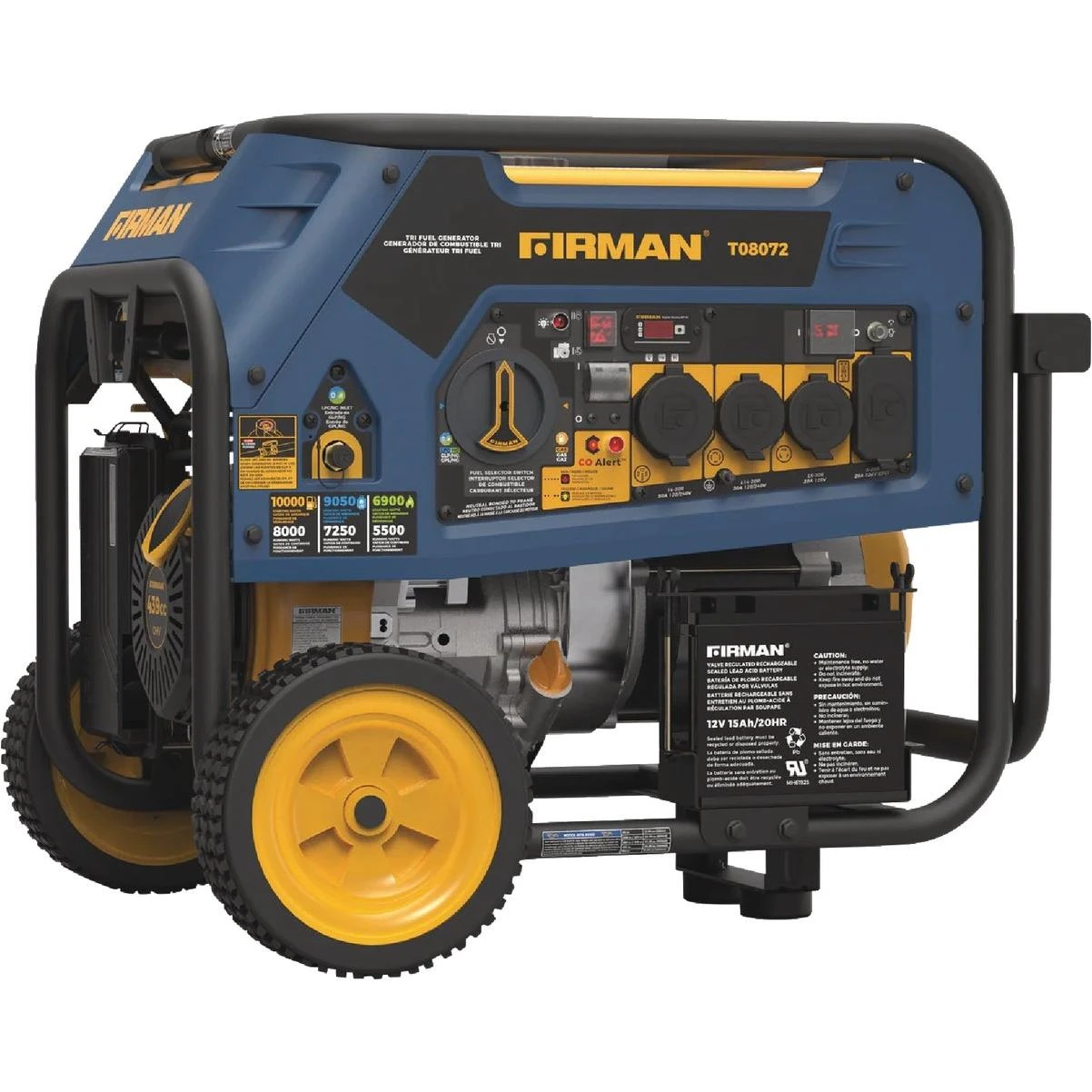 Tri Fuel 8000w Portable Generator Electric Start 120/240v With Co Alert