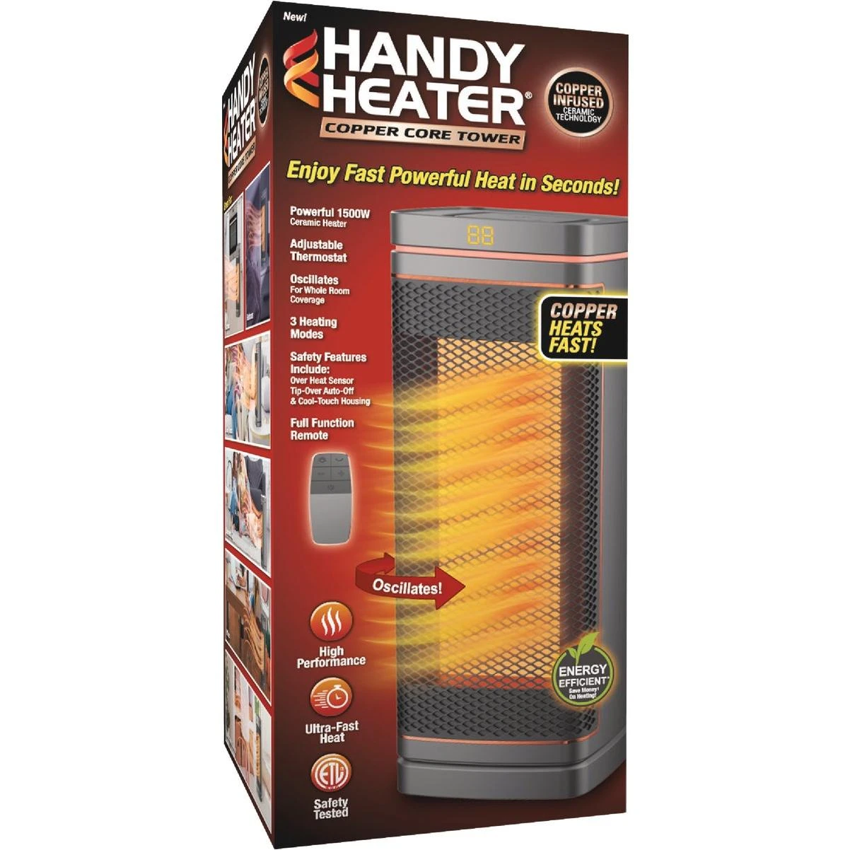 Copper Core Tower Oxcillating Ceramic Space Heater