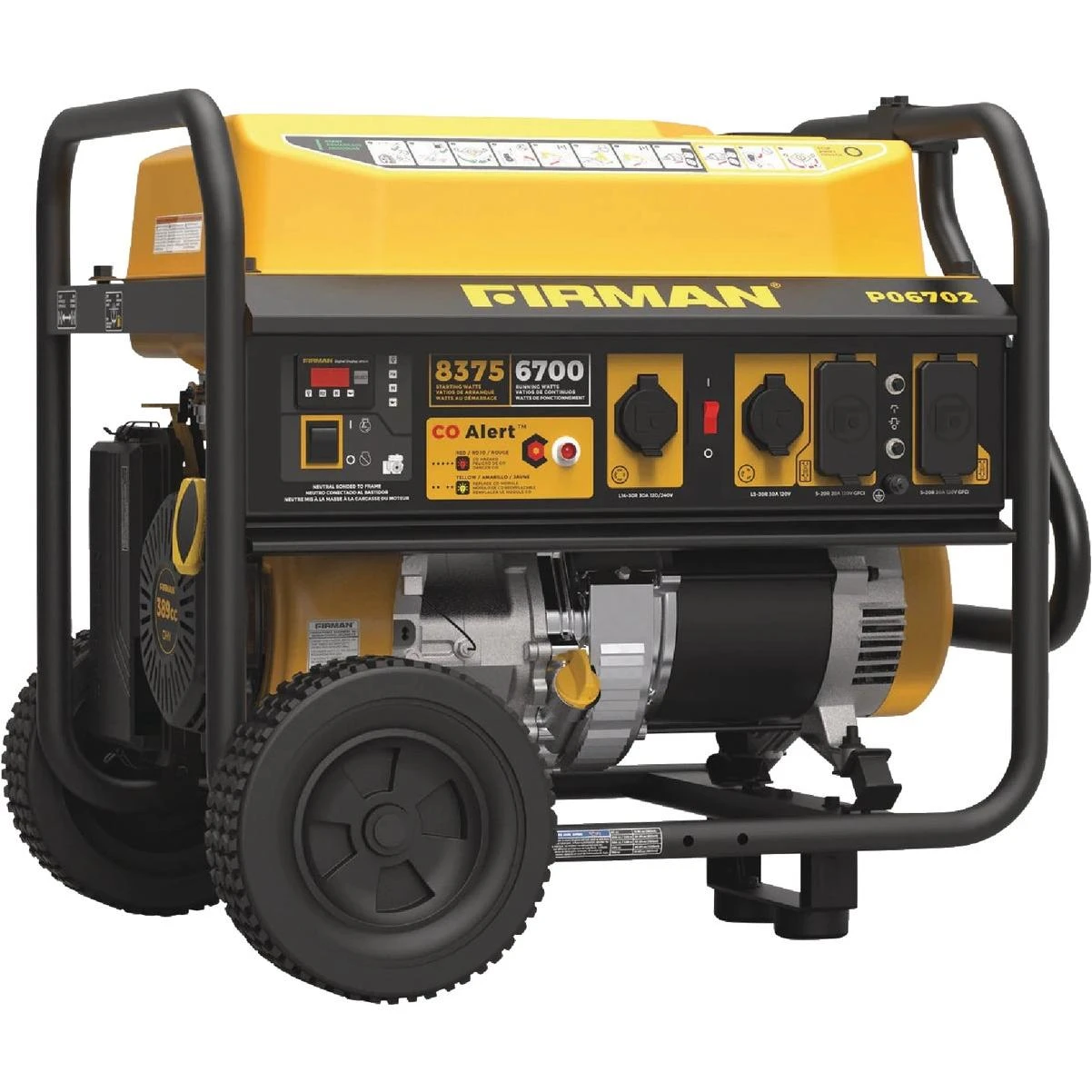 8350w Gasoline Powered Recoil Start 120/240v Portable Generator With Co Alert