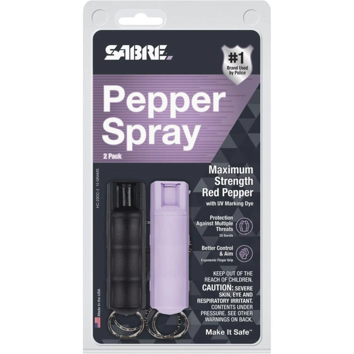 Hard Case Key Ring Lavender/black Pepper Spray (2-pack)