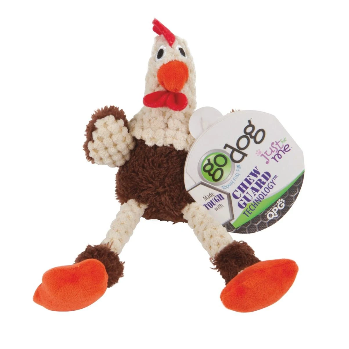 Checkers Just For Me Mini Brown Skinny Rooster Squeaky Plush Dog Toy