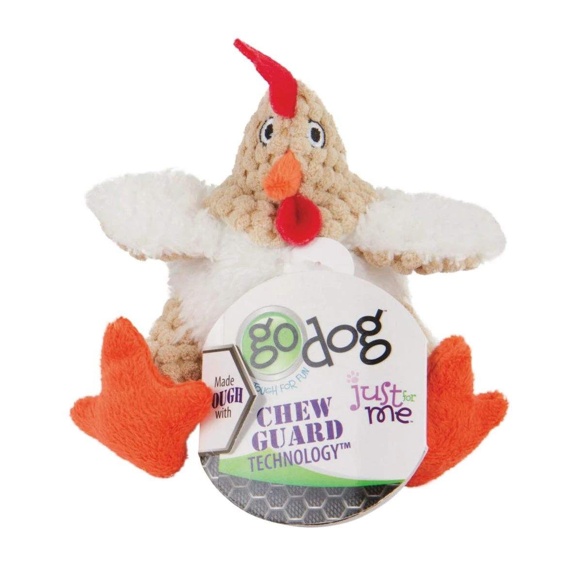 Checkers Just For Me Mini White Fat Rooster Squeaky Plush Dog Toy