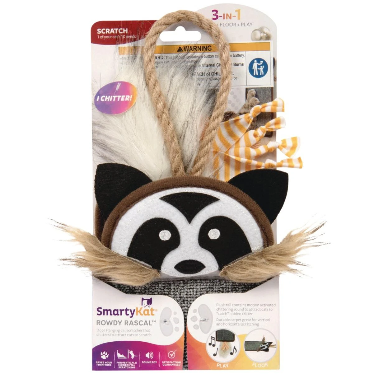 Rowdy Rascal Cat Scratcher & Plush Sound Cat Toy