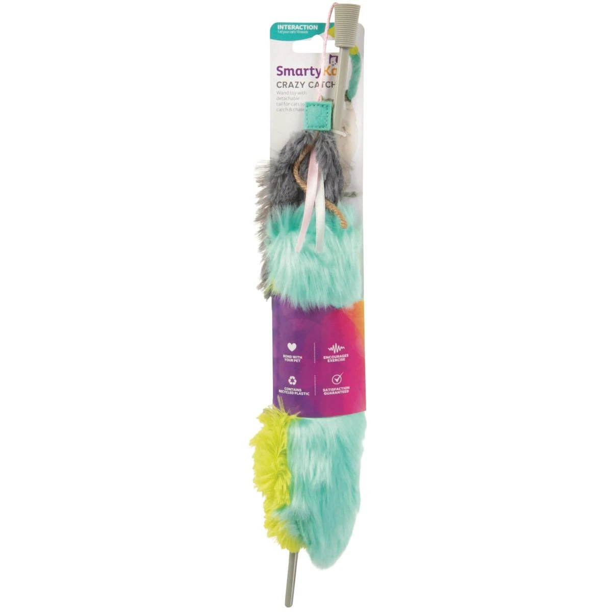 Crazy Catch 3-part Breakaway Plush Catnip Wand Cat Toy