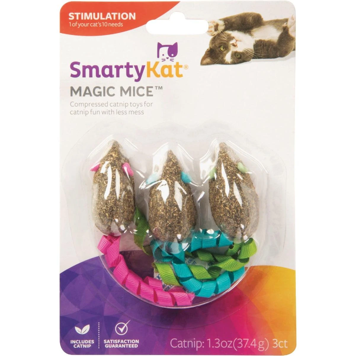 Magic Mice Compressed Catnip And Ribbon Cat Toy (3-pack)