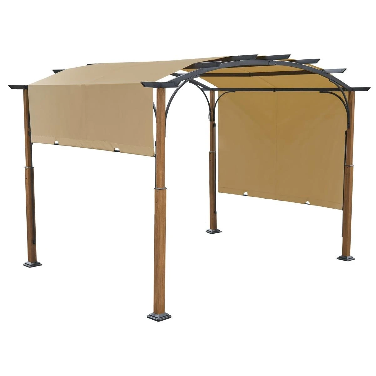 9.84 Ft. W. X 8.27 Ft. H. X 11.81 Ft. L. Woodgrain Steel Pergola