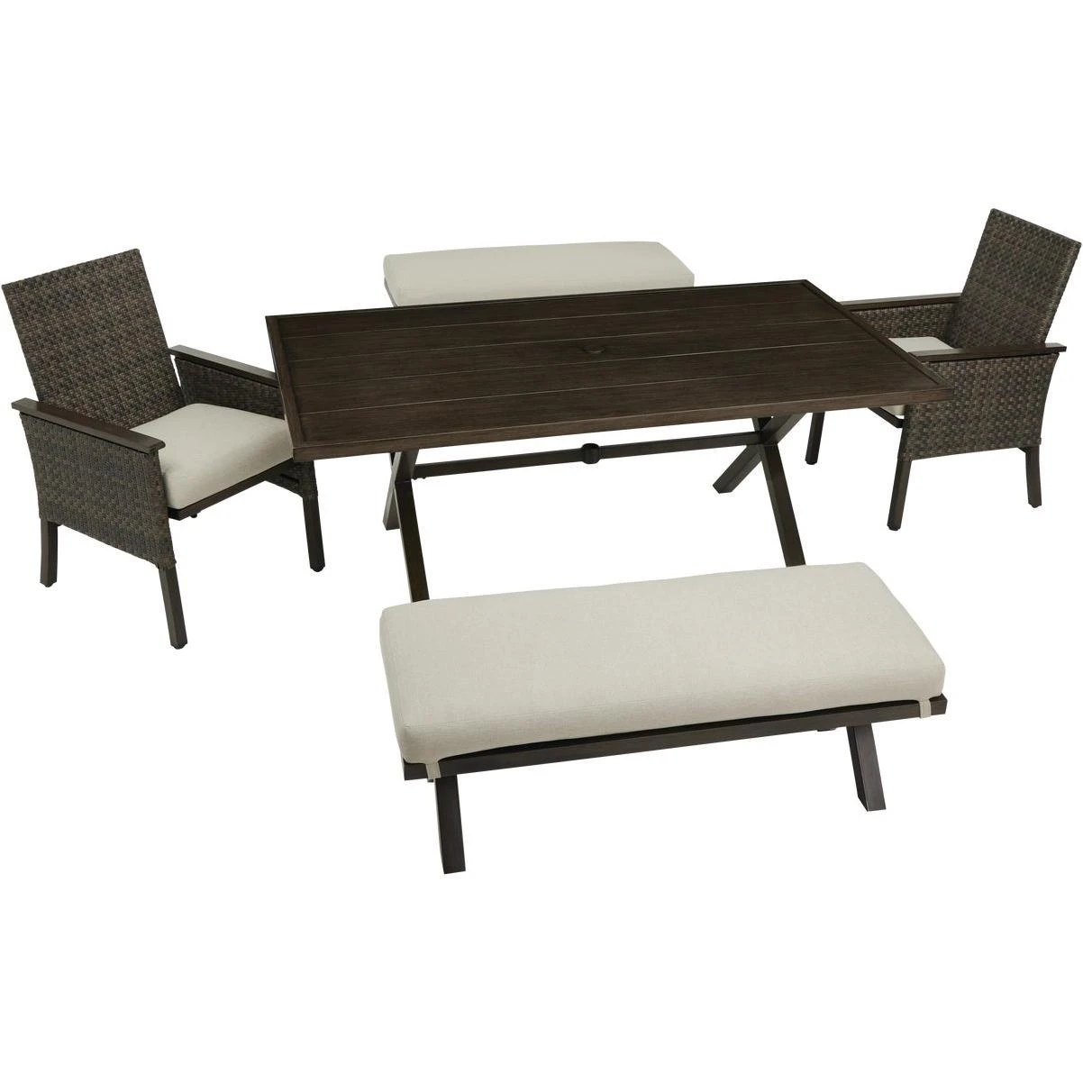 5-piece Woodgrain Patio Dining Set With Pfas-free Fabric
