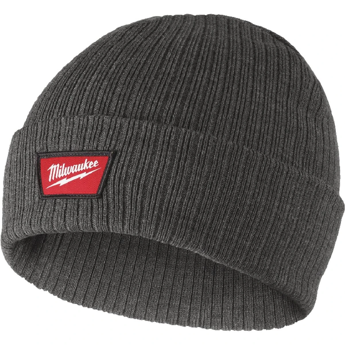 Gray Cuffed Beanie Rib-knit Acrylic Sock Cap