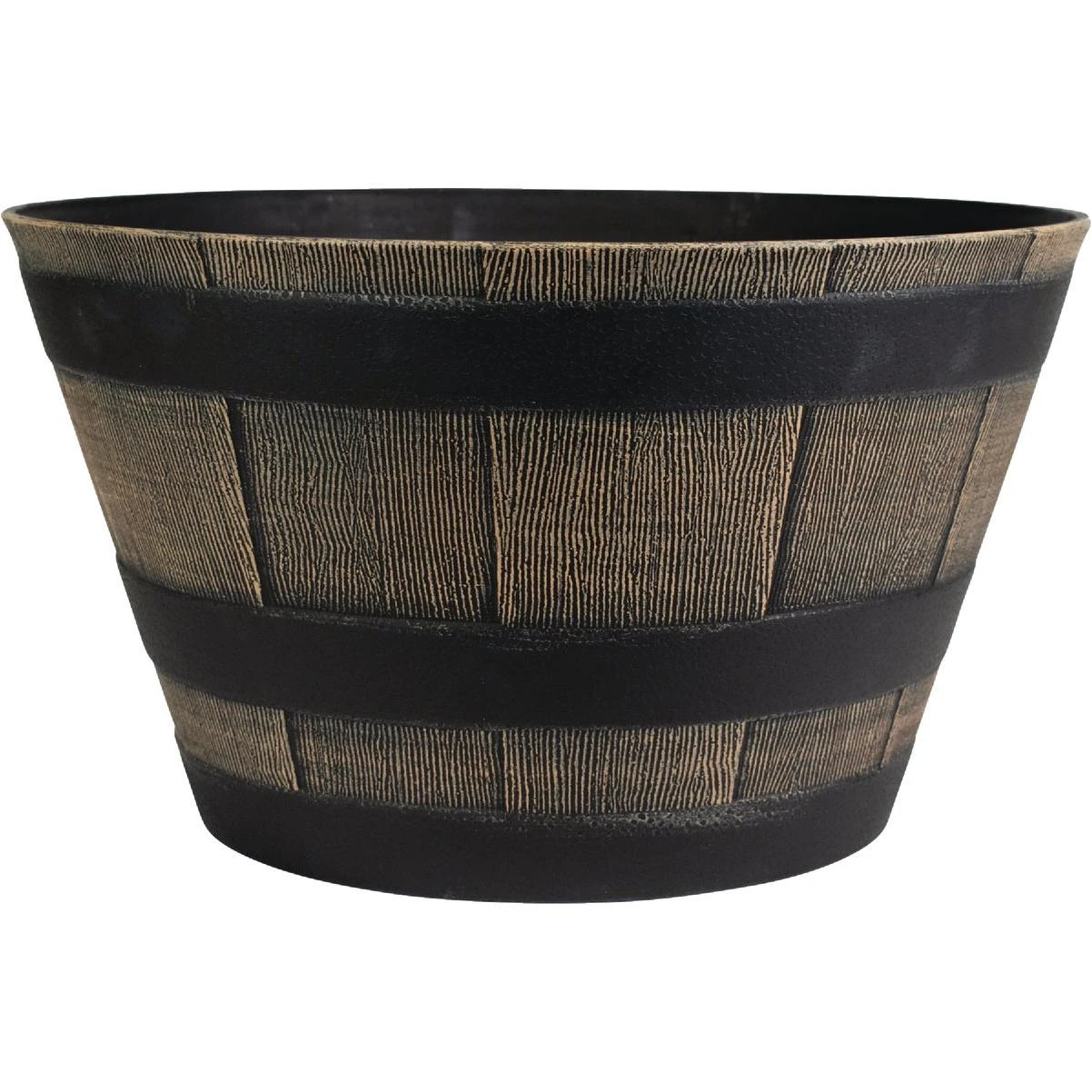 16-inch Resin Whiskey Barrel Planter - Durable Indoor/outdoor Decor