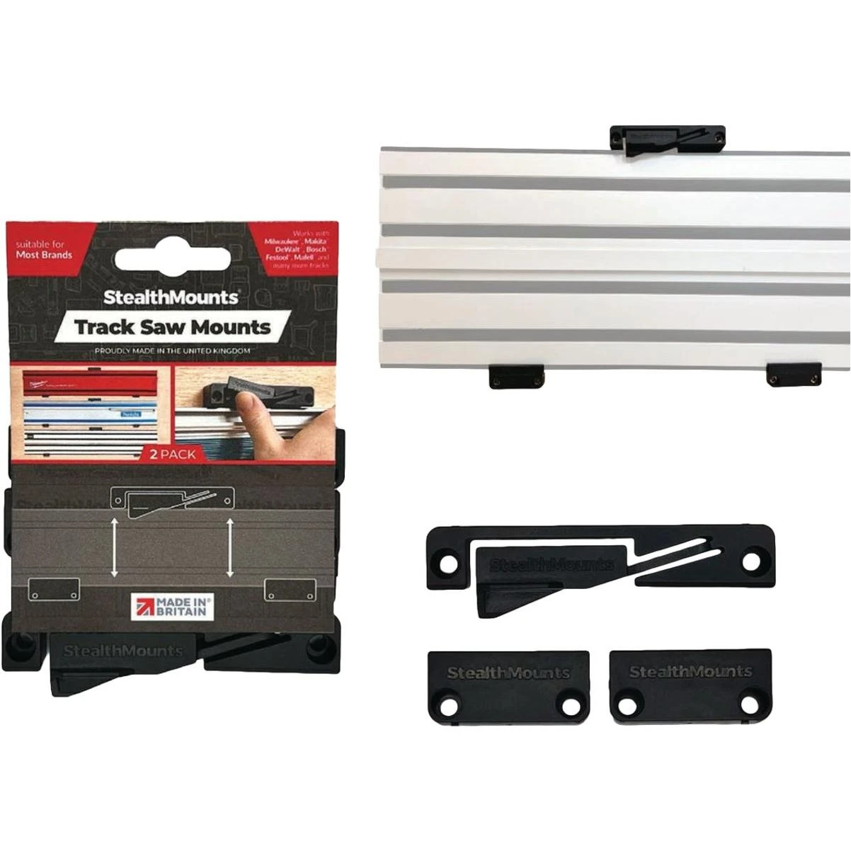 Universal Track Saw Guide Rail Mount (2-pack)