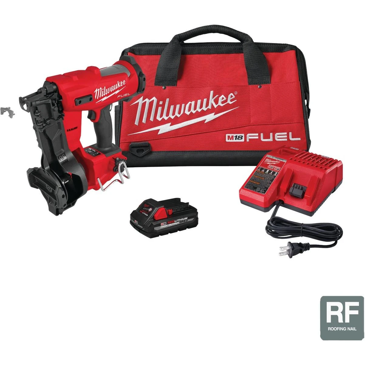 M18 Fuel Brushless Cordless Coil Roofing Nailer Kit With 3.0 Ah Battery & Charger