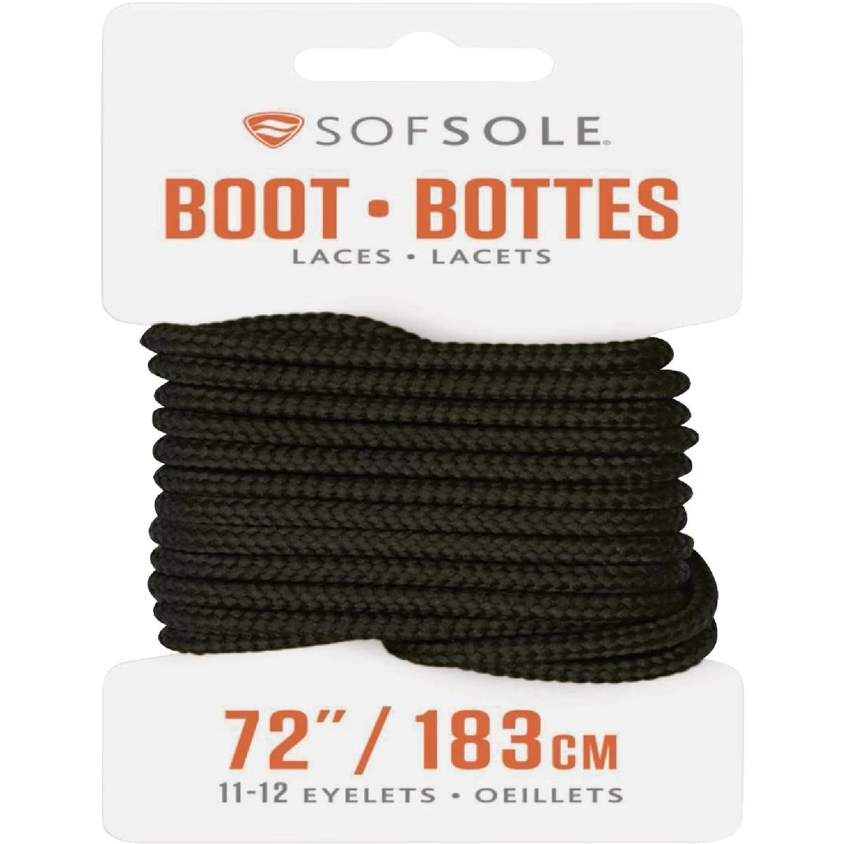 72-inch Black Boot Laces By Sof Sole — Long-lasting Secure Fit For Any Boot