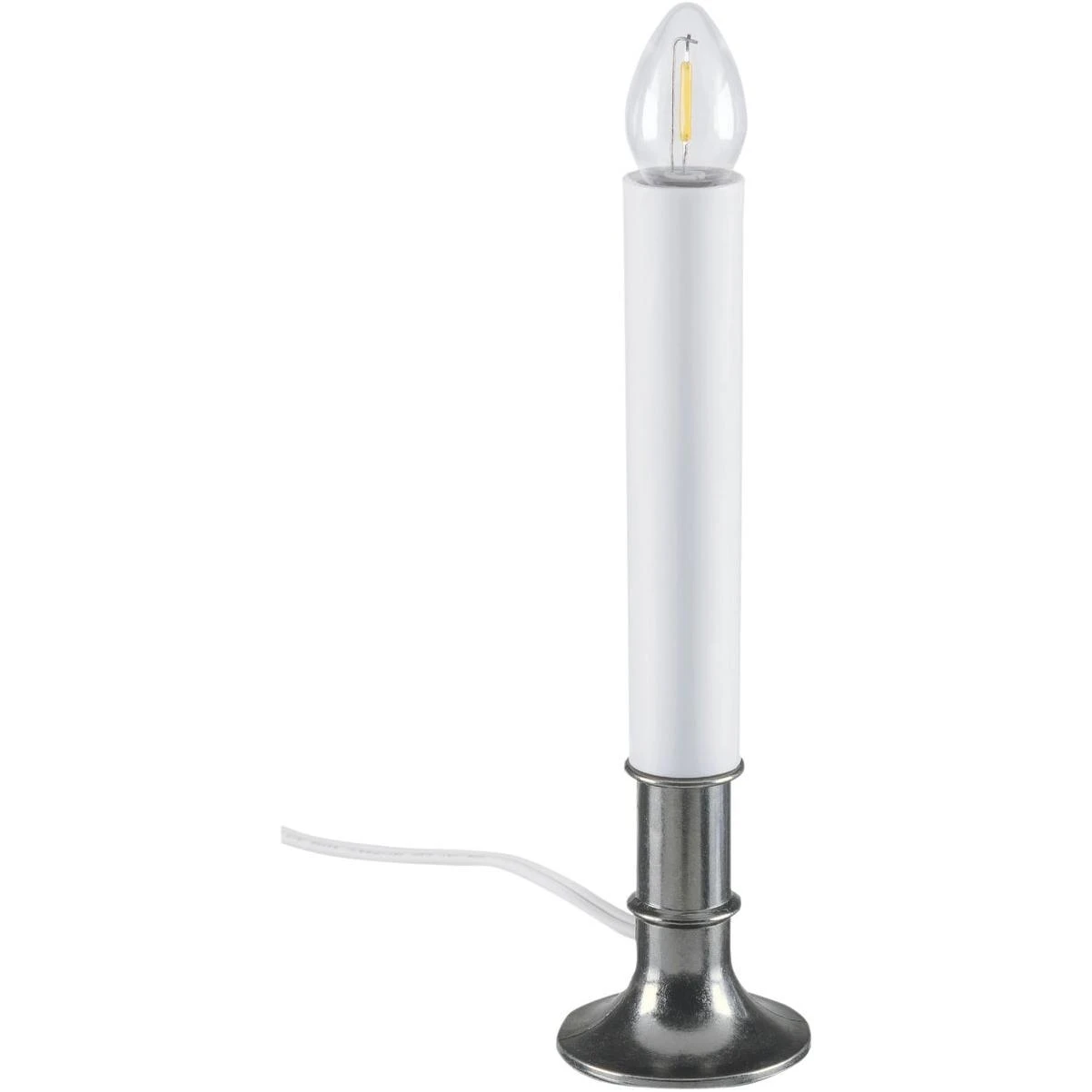 8 In. H. X 1.75 In. D. Nickel Finish Base Plug In Candle With Dusk To Dawn Light Sensor And Replaceable Led C7 Bulb