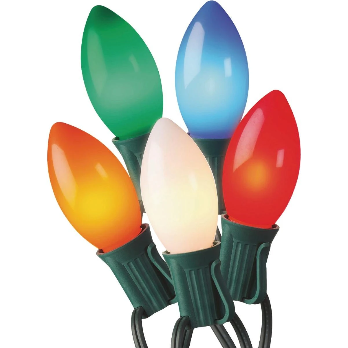 20-bulb Ceramic Led C9 String Lights — Red, Warm White & Green For Indoor/outdoor Use