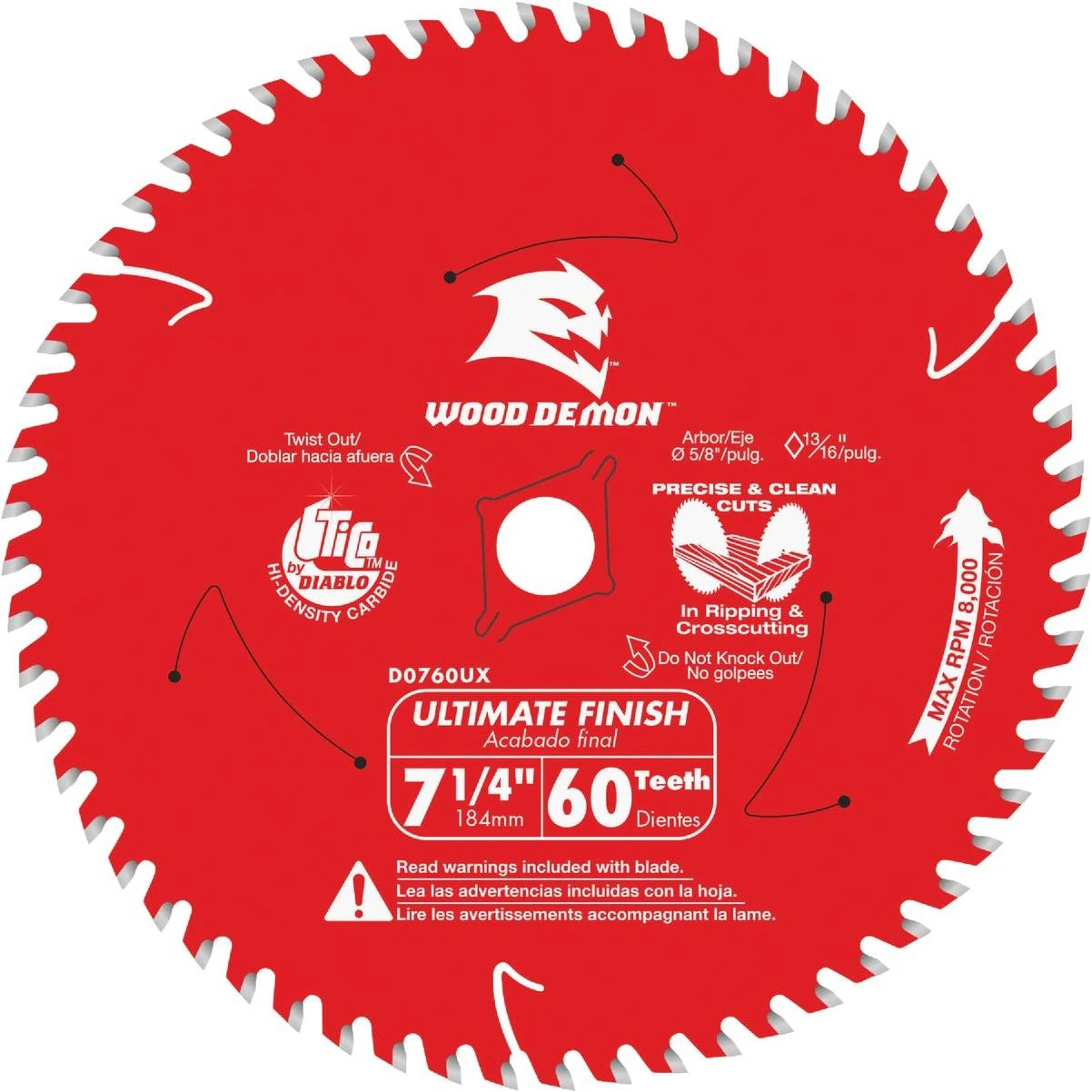 Wood Demon 7-1/4 In. 60-tooth Ultimate Finish Circular Saw Blade