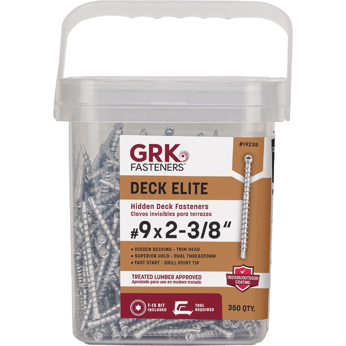 Grk Deck Elite #9 X 2-3/8 In. Star Drive Bugle-head Hidden Fastener Deck Screw (350-count)