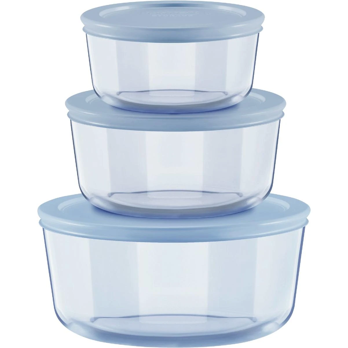Simply Store Tinted Round Storage Set With Blue Plastic Lids (6-piece)