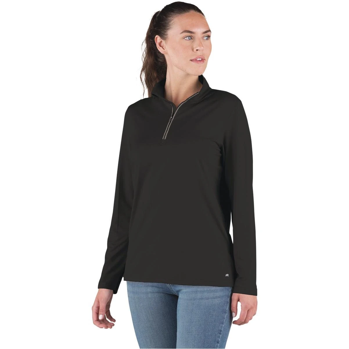 Women's Medium Black Midweight Upf Quarter-zip Shirt