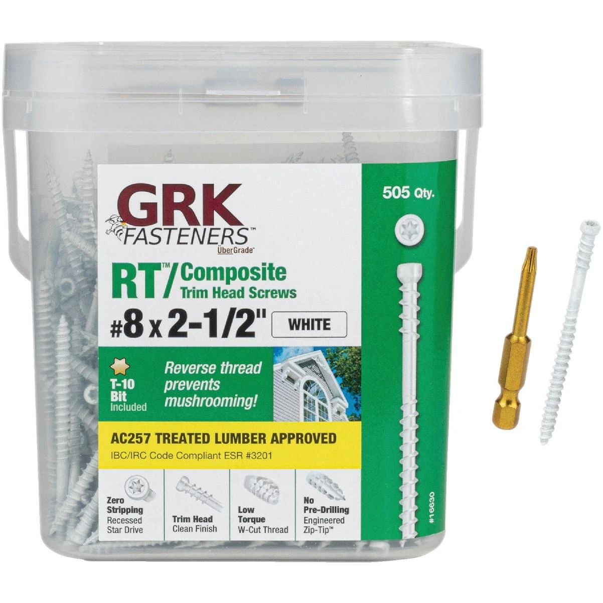 Grk Rt #8 X 2-1/2 In. Star Drive White Composite Screw (505-count)