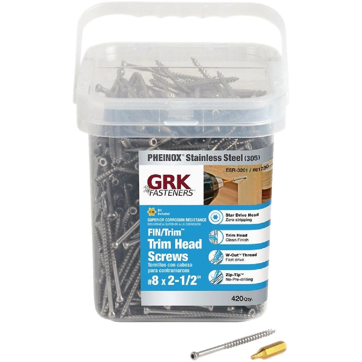 Grk #8 X 2-1/2 In. Star Drive Stainless Steel Trim Screw (420-count)