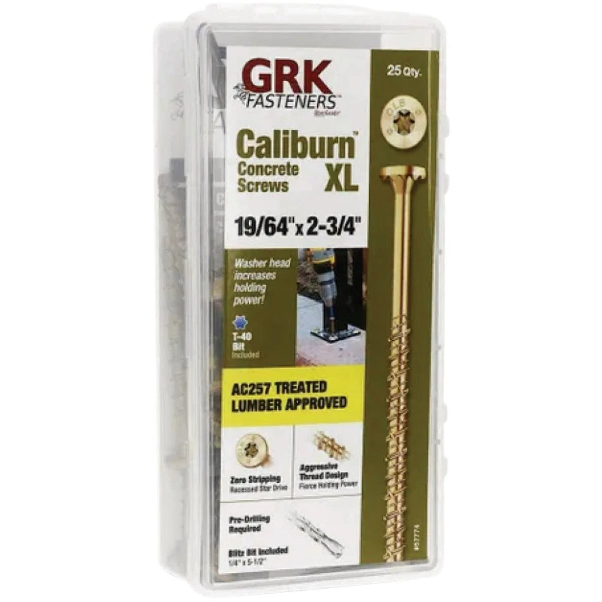 Grk Caliburn 19/64 In. X 2-3/4 In. Star-drive Xl Concrete Screws (25-count)