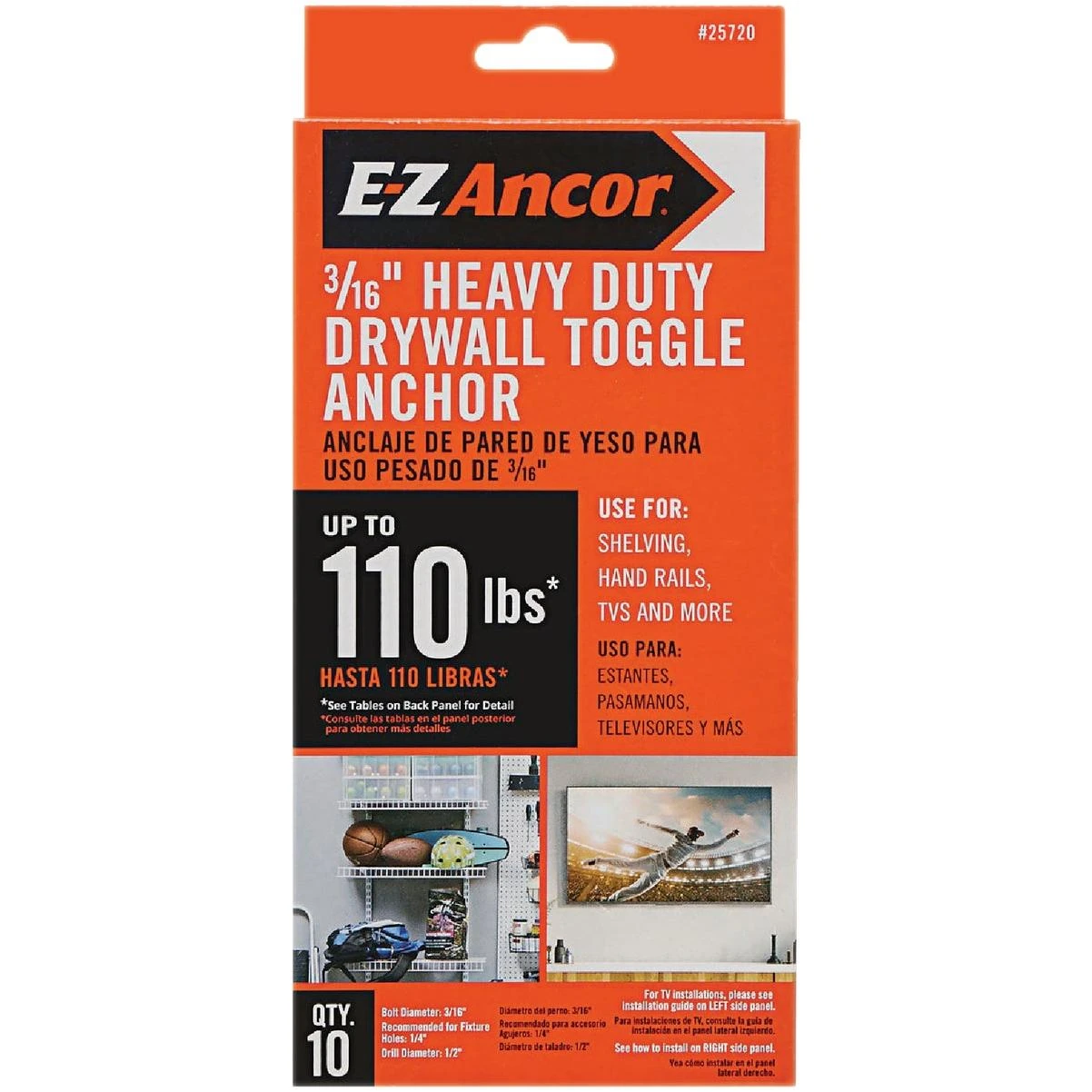 1/4 In. Heavy Duty Pull Toggle Drywall Anchor (10-pack)