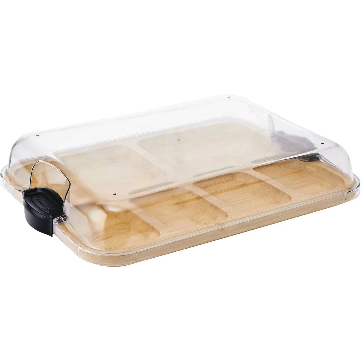 11 In. X 14 In. Build A Board Dual-sided Bamboo Cutting Board With 6 Compartments And Locking Lid