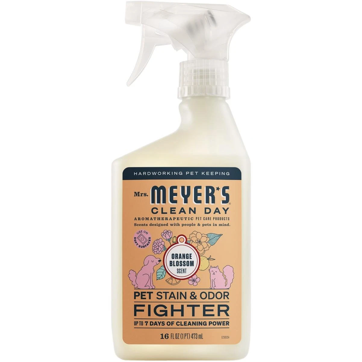 Mrs. Meyer’s Orange Blossom Probiotic Pet Stain & Odor Fighter, 16 Oz — Multi-surface Odor Remover
