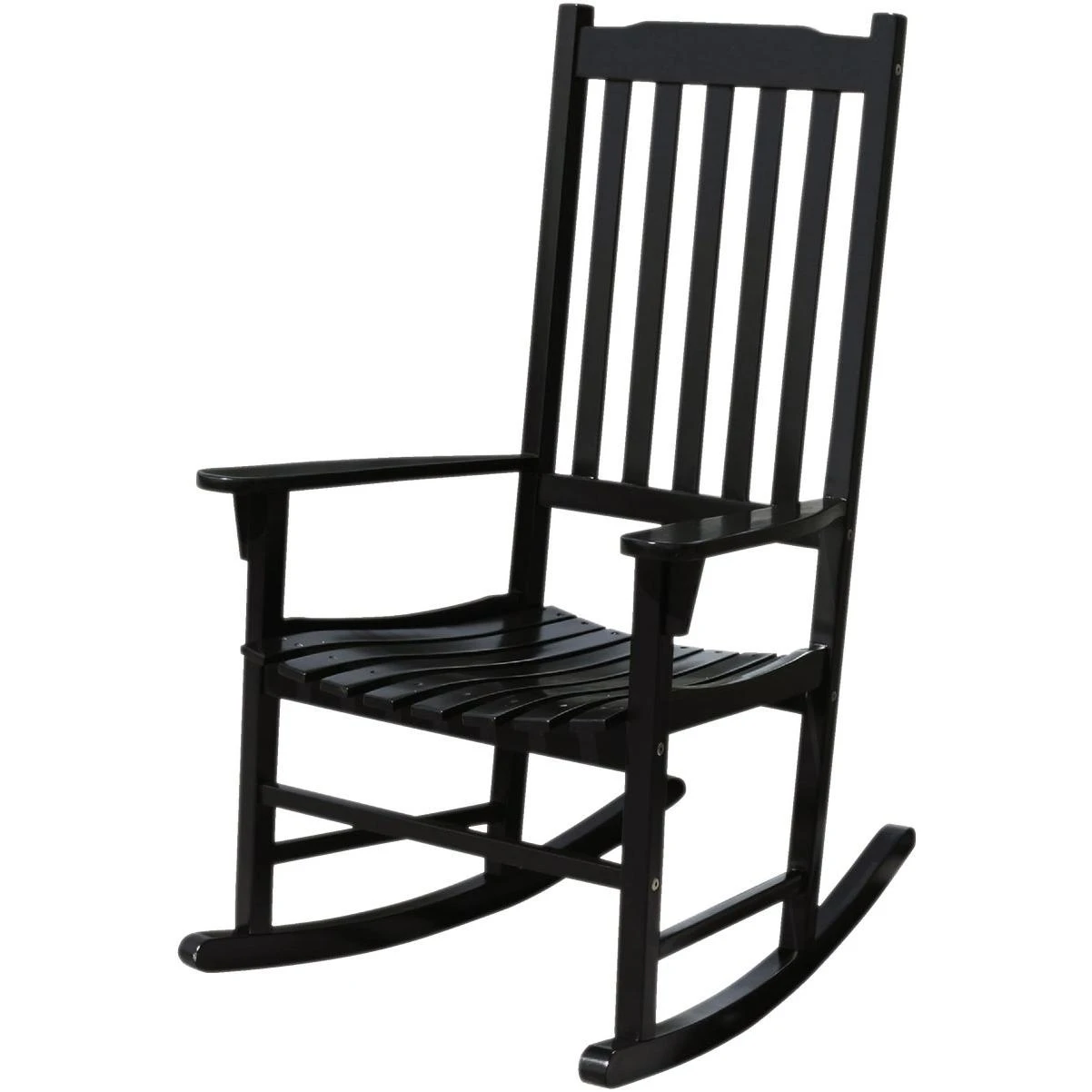 Black Acacia Wood Traditional Porch Rocker Chair