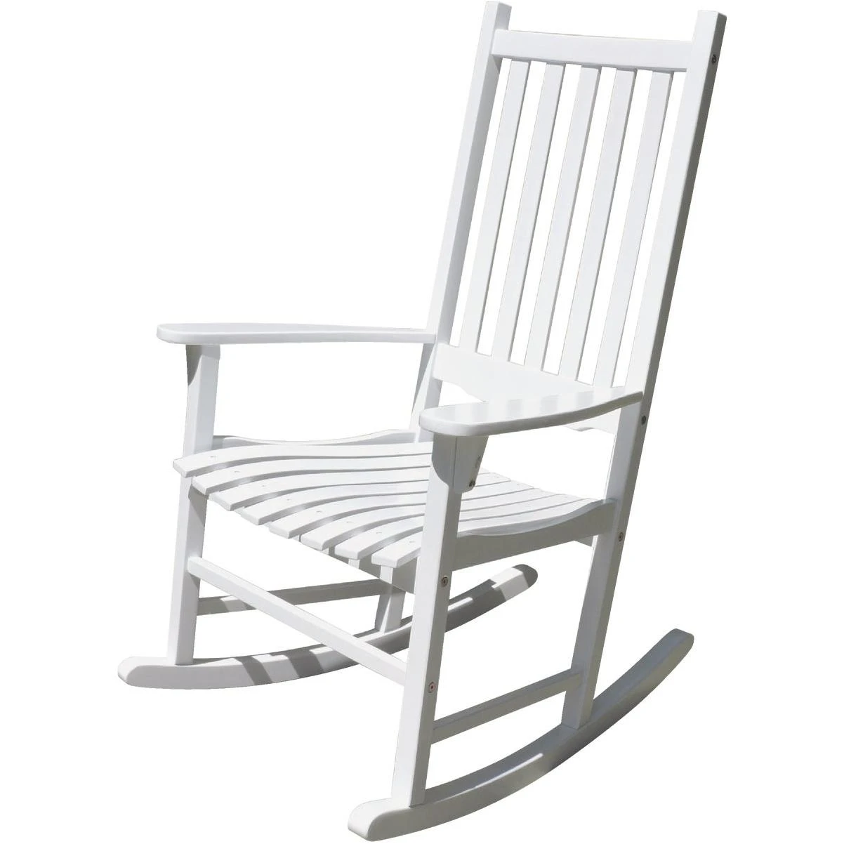 Traditional White Acacia Wood Porch Rocker Chair