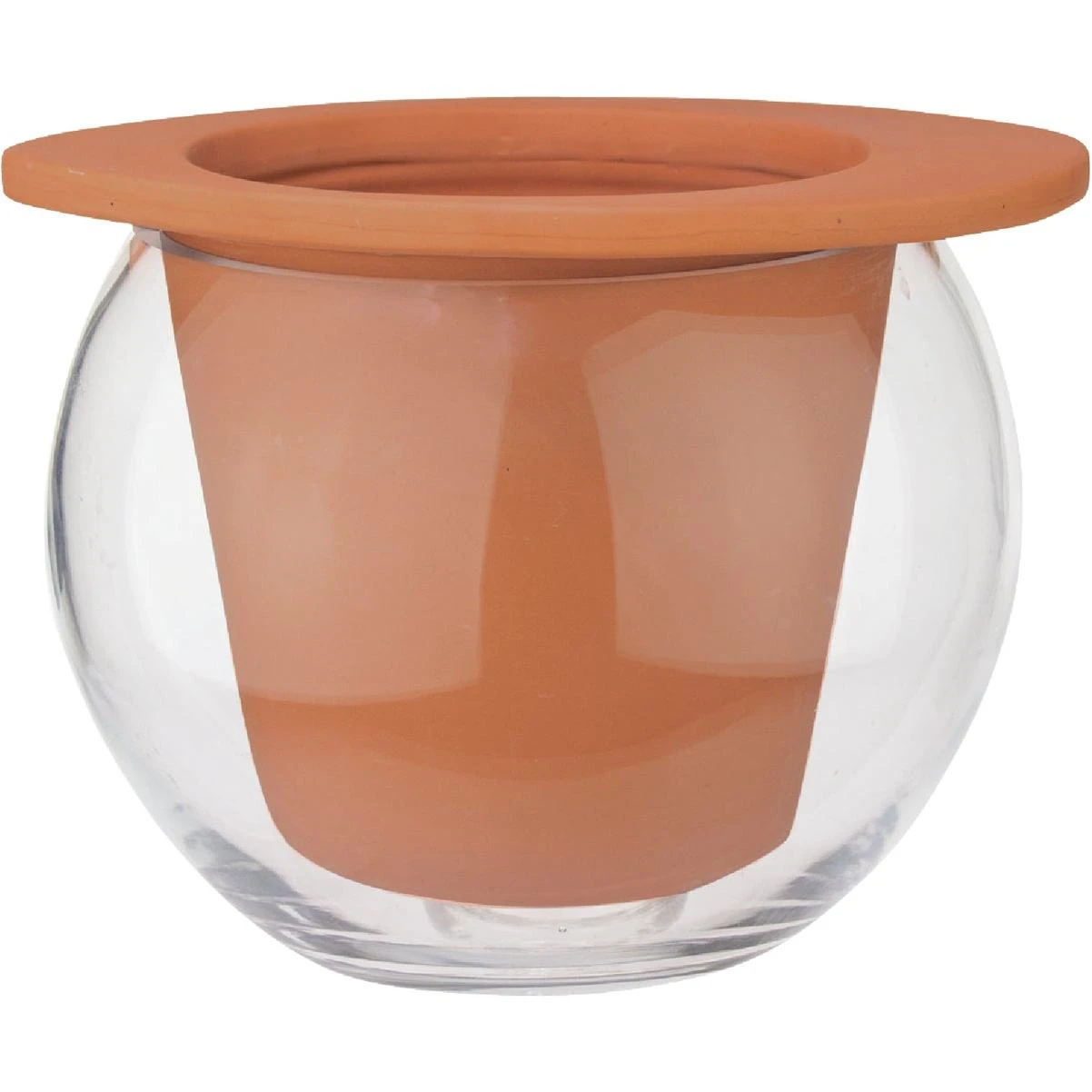 Syndicate Home And Garden 7.35 In. Terracotta & Glass Self-watering Planter