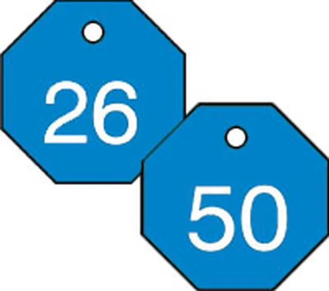 Accuform TDG823BU 1-1/2″ Accu-Ply Engraved Numbered Plastic Tags