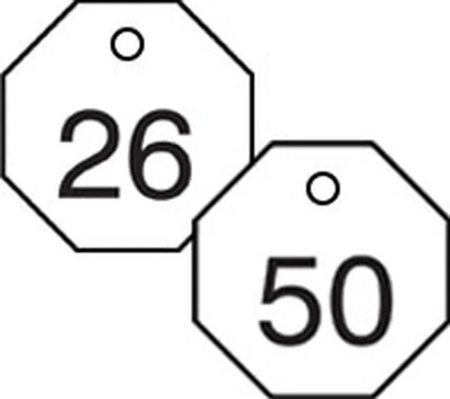 Accuform TDG823WT 1-1/2″ Accu-Ply Engraved Numbered Plastic Tags