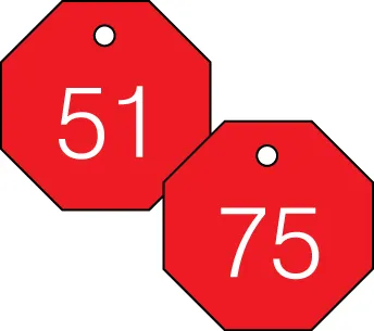 Accuform TDG824RD 1-1/2″ Accu-Ply Engraved Numbered Plastic Tags