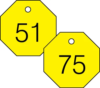 Accuform TDG824YL 1-1/2″ Accu-Ply Engraved Numbered Plastic Tags