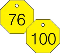 Accuform TDG825YL 1-1/2″ Accu-Ply Engraved Numbered Plastic Tags