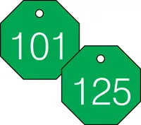 Accuform TDG826GN 1-1/2″ Accu-Ply Engraved Numbered Plastic Tags