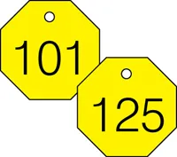 Accuform TDG826YL 1-1/2″ Accu-Ply Engraved Numbered Plastic Tags
