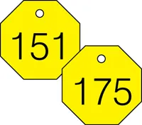 Accuform TDG828YL 1-1/2″ Accu-Ply Engraved Numbered Plastic Tags