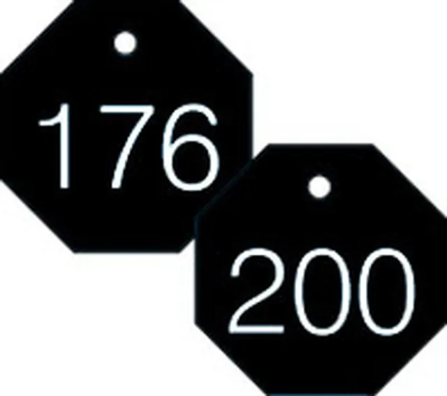 Accuform TDG829BK 1-1/2″ Accu-Ply Engraved Numbered Plastic Tags