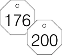 Accuform TDG829WT 1-1/2″ Accu-Ply Engraved Numbered Plastic Tags
