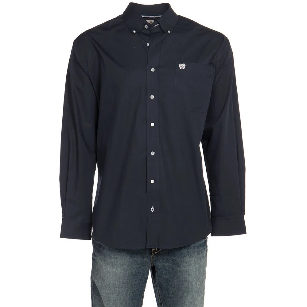 Cinch Men’s Solid Navy Long Sleeve Button Down