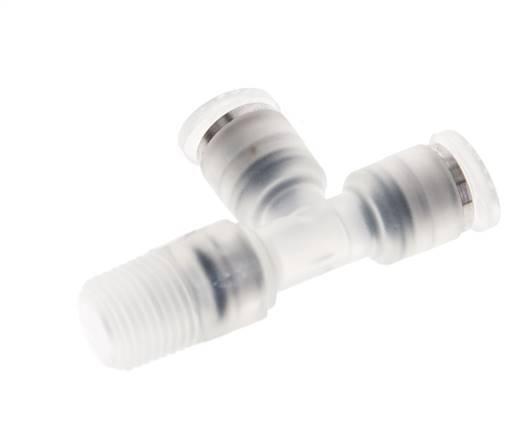 4mm x R1/8'' Right Angle Polypropylene (PP) Tee Push-in Fitting with Male Threads EPMD FDA Rotatable