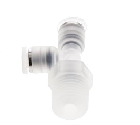 4mm x R1/4'' Right Angle Polypropylene (PP) Tee Push-in Fitting with Male Threads EPMD FDA Rotatable