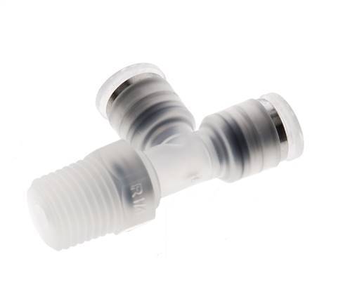 6mm x R1/4'' Right Angle Polypropylene (PP) Tee Push-in Fitting with Male Threads EPMD FDA Rotatable