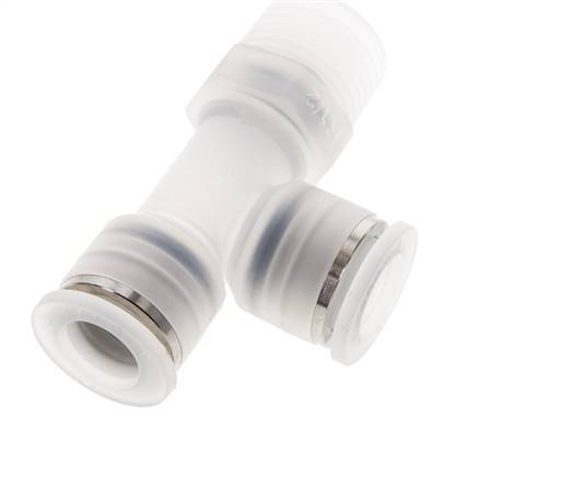 12mm x R1/2'' Right Angle Polypropylene (PP) Tee Push-in Fitting with Male Threads EPMD FDA Rotatable